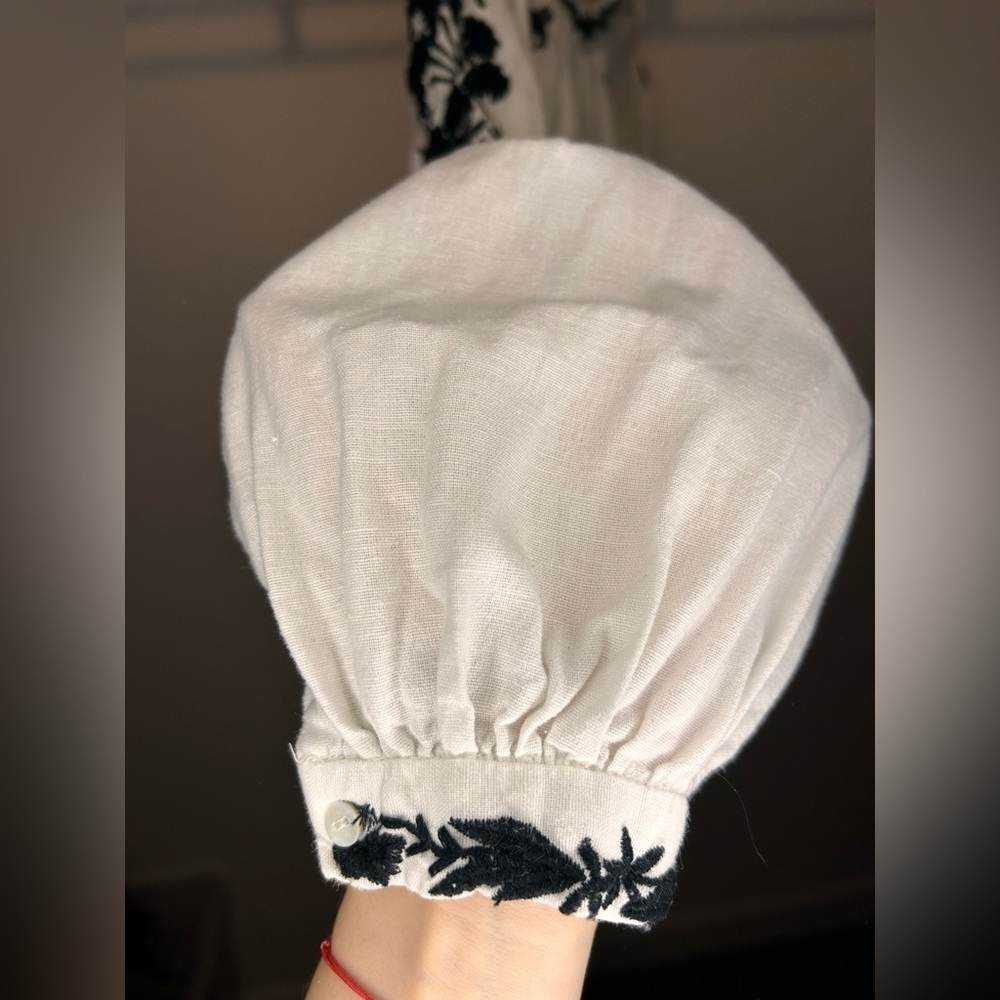 Zara Embroidered Linen Blend Blouse - Picture 4 of 10